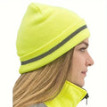 Reflective Knit  Night Running Hat Safety Beanies Adult High Visibility Beanie Neon Knit Caps With Reflective Stripe
