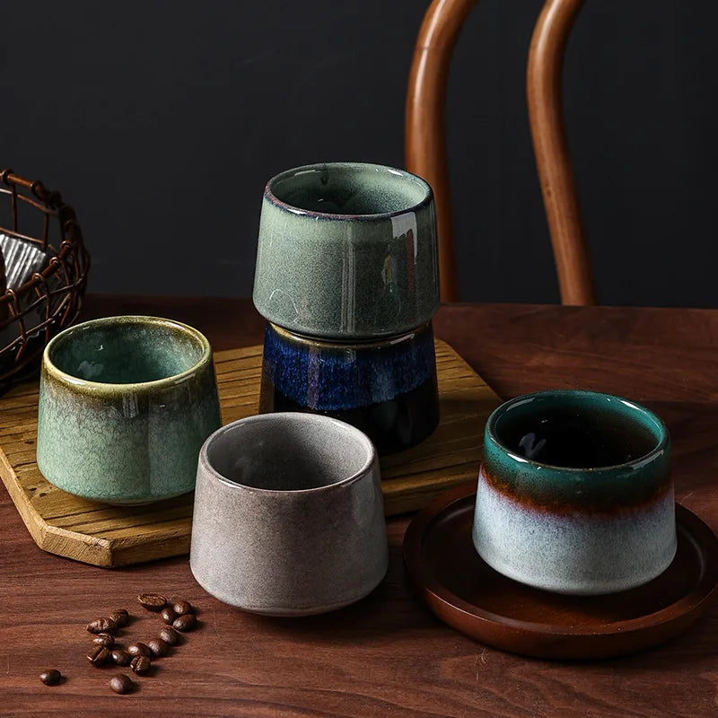 Rough Pottery Handmade Glaze Water Milk Tea Cup Creativity Retro Porcelain Coffee Mugs for Restaurant Cafe Ceramic Tea Cup