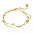 316L Stainless Steel 18K Gold Plated Jewelry Gift Double Layer Square Bead Bracelet for Women