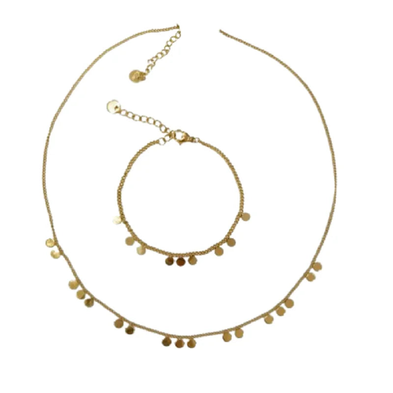 Hot Jewelry Set Fashion Simple Light Luxury Design Minimalist Stainless Steel  Bracelet Necklace Set