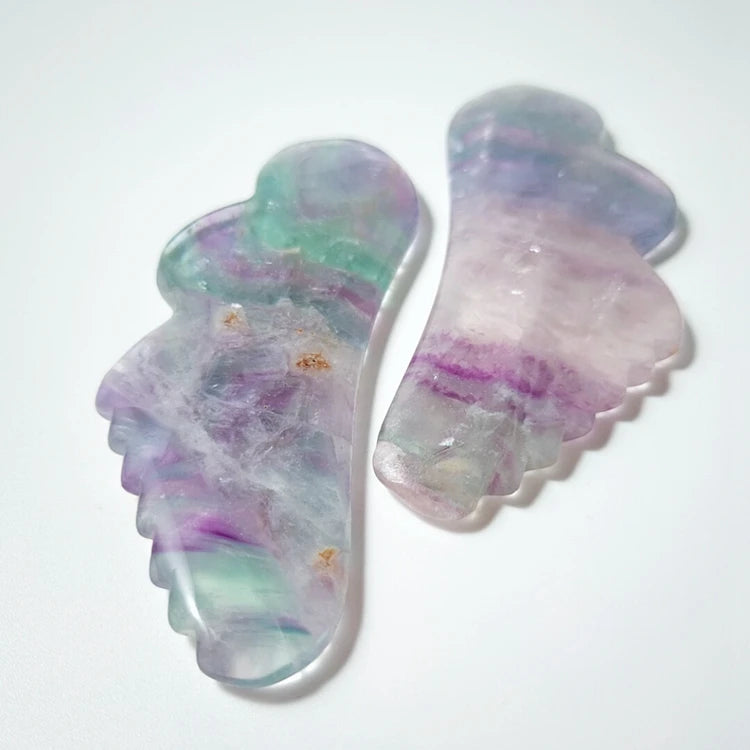 HY Guasha Scraping Massage Tool Natural Jade Facial Crystal Stone Guasha Board Scraper Tool for Acupuncture Therapy Gift