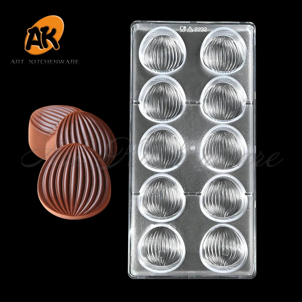 AK Shell Clear PC Polycarbonate Chocolate Mold 3D Plastic Chocolate Sweet Mould Tray Candy Pastry Tool Moldes De Chocolates 2232
