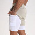 2 in 1 Bodybuilding Shorts Mens Athletic Shorts Active Wear Men Quick Dry Gym Shorts With Zip Pocket