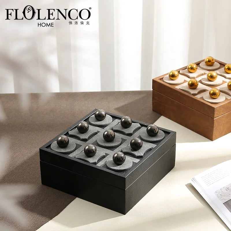 Flolenco Luxury Black Brown Wooden Leather Metal Jewelry Decorative Gift Boxes for Wedding Home Decor
