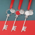 Vintage Santa's Magical Metal Key Chain with Door Key Ornament and Ribbon Bow 31mm*88mm for Christmas Decoration