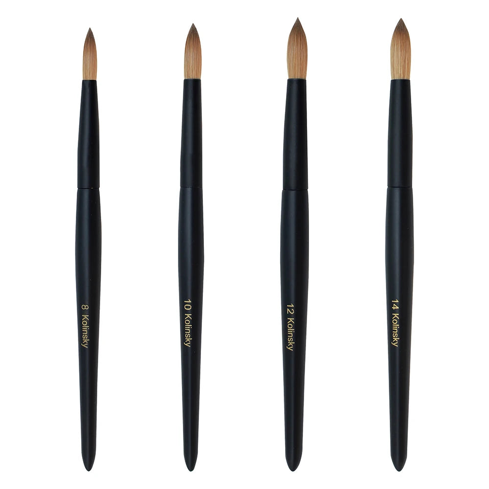 New Black Wood Handle Acrylic Nail Brush 100% Kolinsky Professional Nail Drawing Painting Brush Sets for Manicure Acrylic Powder