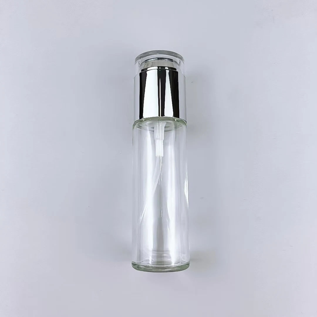 Transparent Luxury Crystal Glass Lotion Pump Bottle With Plastic Lid