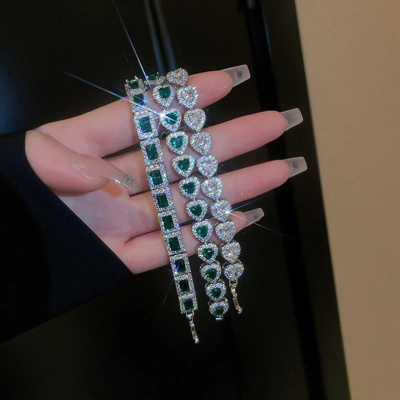 Hot Selling Fashion Explosion Luxury Six-color Heart-shaped Rectangular Zircon Bracelet to My Daughter