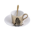 Solhui Mirror Reflection Cup Picasso Ceramic Coffee Cup and Saucer Set Funny Mugs for Friend Gift