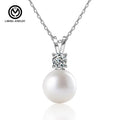 XMZ061 Korean Elegant Diamond 925 Sterling Silver 0.5Ct Moissanite Pearl Pendant Necklace Fine Jewelry for Women Gift