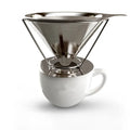 Modern Eco-Friendly Stainless Steel Double Wall Reusable Cone Mesh Bag Coffee Tea Filter Silicone Base 2-4 Cups Capacity Home