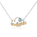 C8187 Abiding Jewelry Good Quality Star Natural Swiss Blue Topaz Necklaces Bulk Custom Made Ladies Necklace