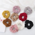Teddy Faux Fur Hair Scrunchies for Women Girls Fashionable Sweet Rabbit Fluffy Ball Pom Pom Hair Bands Made of Polyester Fabric