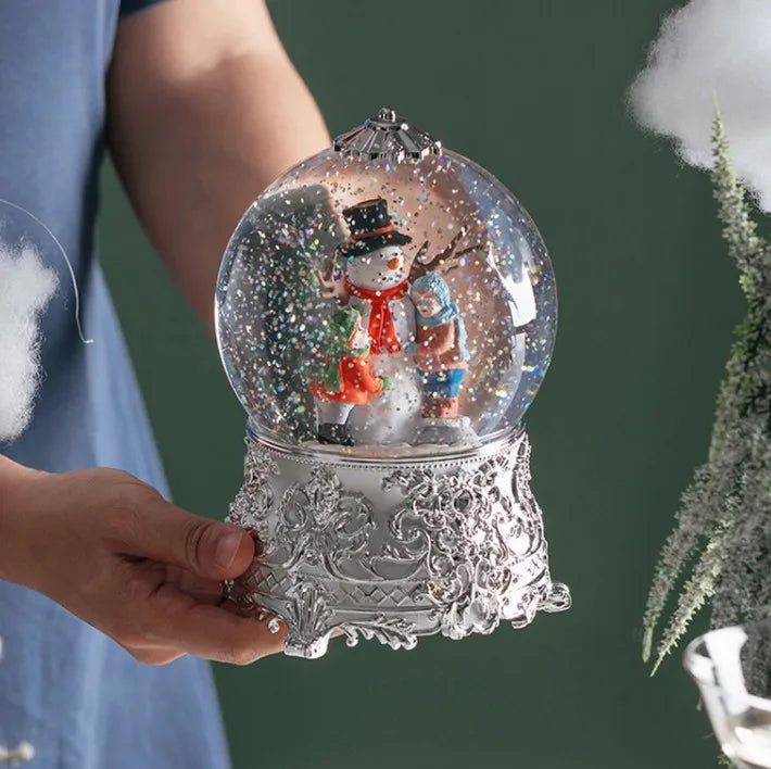 New Crystal Ball Crystal Pillar Santa Claus Colorful Christmas Tree Music Box for Girls Christmas Gift Music Box