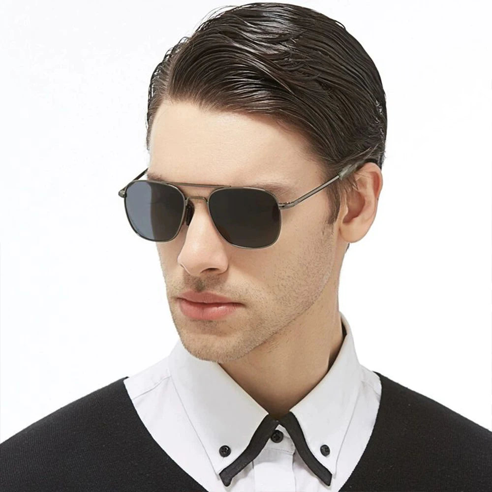 A285 Wholesale Custom Trend Metal Twin Bridge Design pilot Large Frame Sunglasses Polarized