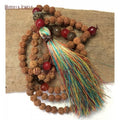 MN31746 Amazonite Mala Necklace Hiphop Beaded Yoga Jewelry with Long Tassel for Engagement Party Weddings & Spiritual Practices