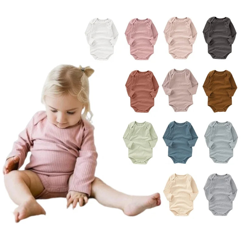 Warm Knitted Long Sleeve Short Ribbed Envelope Collar Organic Cotton Baby Pajamas Romper Sleeve Baby Short Romper MegaBDM