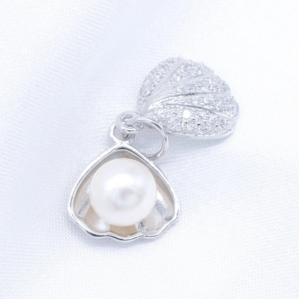P304 7-8mm DIY Natural Freshwater Pearl Charm Pendant Necklace Chain Accessory 925 Sterling Silver Jewelry for Women