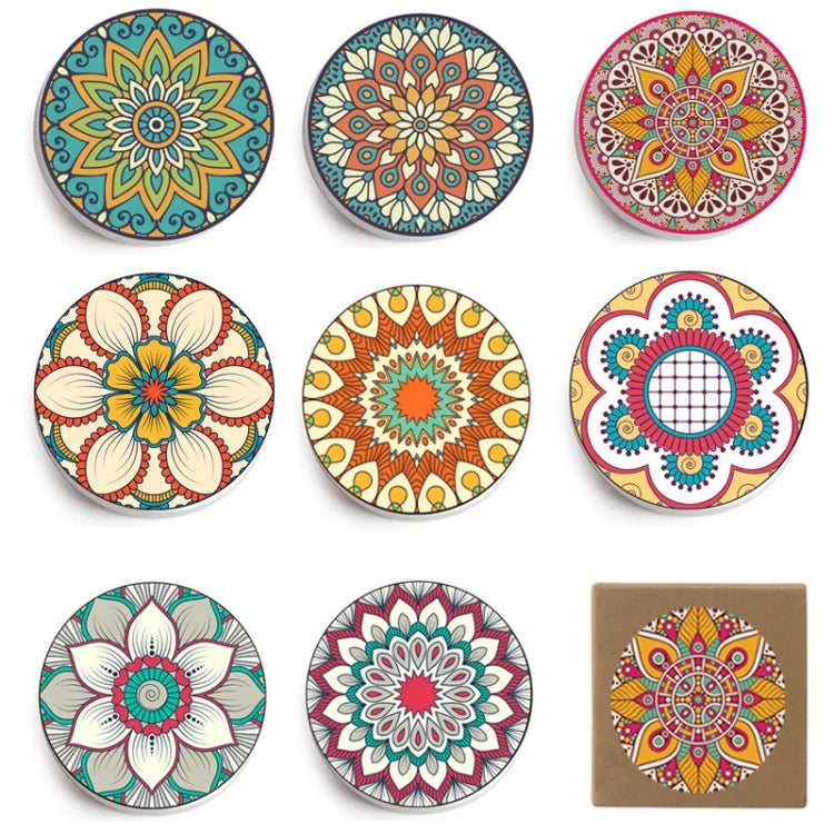 Ceramic Coasters for Drink Sublimation Coasters Ceramic Absorbent Ceramic Stone Coaster Set With Cork Backing Pads