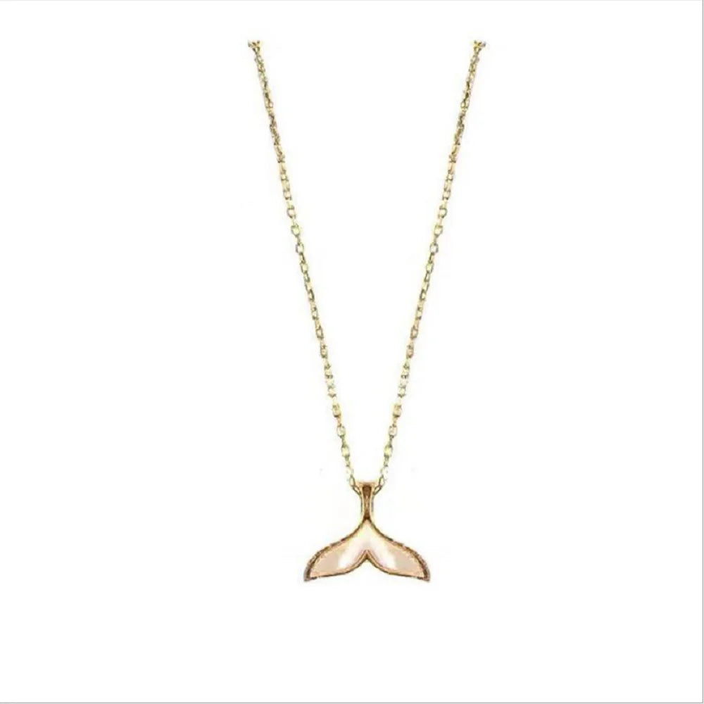 Fashion Brass Alloy with Micro Inlaid Real Gold Mermaid Tail Pendant Necklace Women Charm Choker Necklaces Jewelry