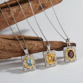 Aimgal Fine Jewelry Natural Garnet Yellowstone Topaz S925 Silver Plated 18K Gold Pendant Chain Necklace Trendy for Wedding