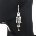 BOXUAN Korean Jewelry Fashionable Full Diamond White Crystal Fringe Rhinestone Earrings Geometric Zircon Weddings Parties Gifts