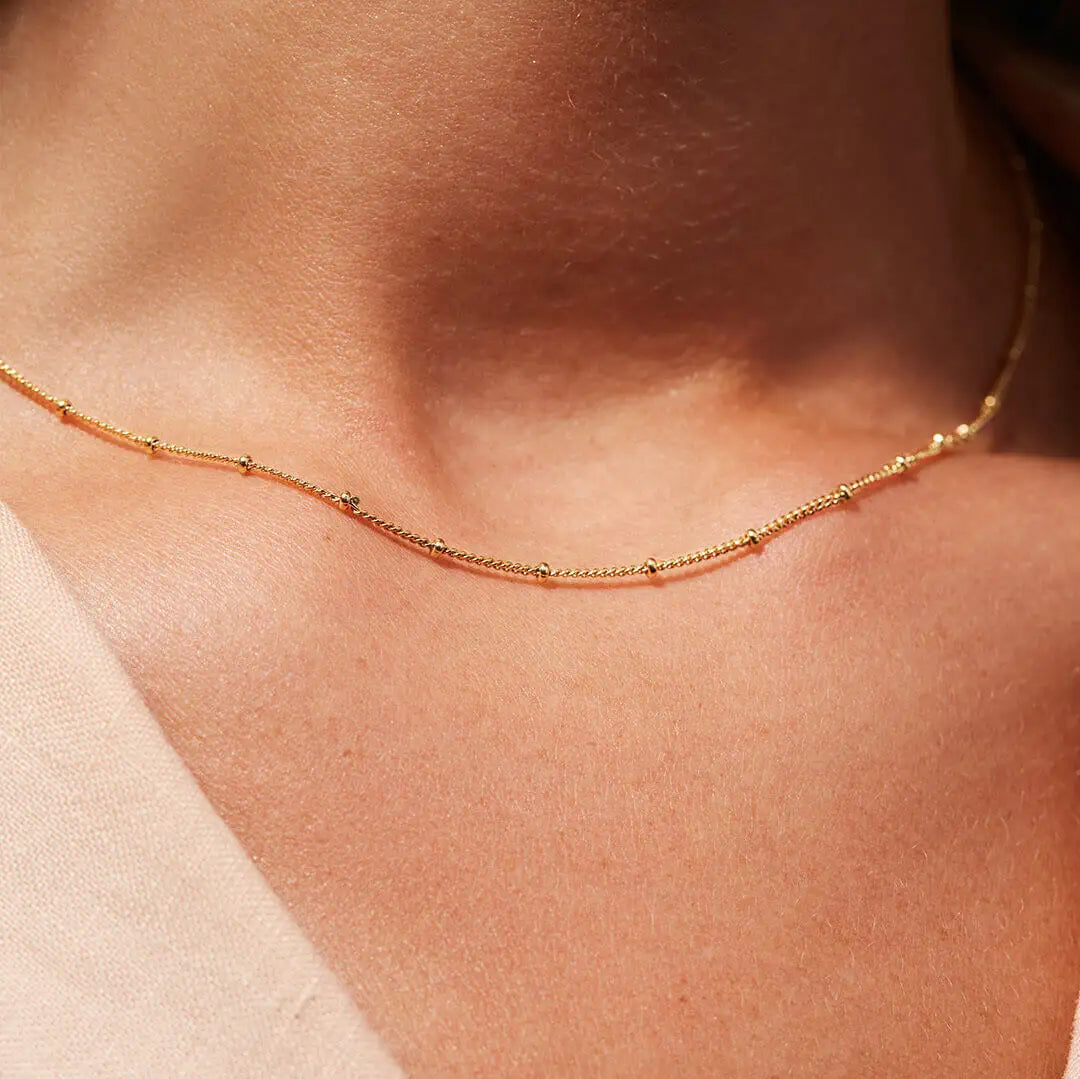 Wholesale Custom Tarnish Free Waterproof Chain Stainless Steel PVD 18K Gold Bead Ball Chain Necklace Women