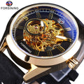 Forsining Luxury Sport Men's Mechanical Skeleton Automatic Watch Genuine Leather Waterproof Case Oval Shape Pointer Reloj Hombre