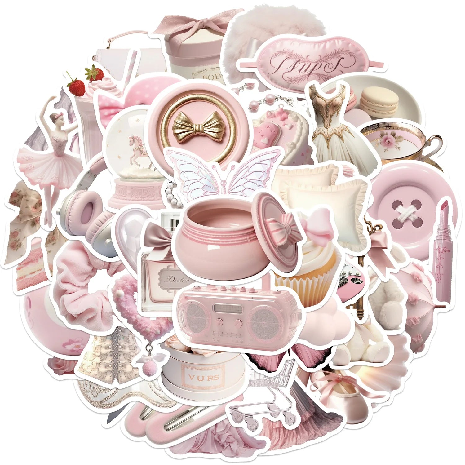 Fashion Cute DIY Cups Luggage Decoration pink Graffiti Stickers for Girls