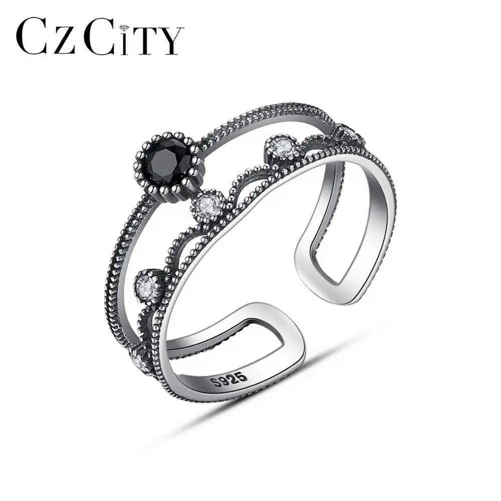 CZCITY Real 925 Sterling Silver Finger Ring Gemstone Silver 925 Jewelry in Stock