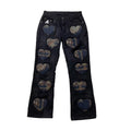 DENIMGUYS Custom Men's Embroidery Patch Applique Denim Pants  Mens Hip Hop Streetwear Distressed Ripped Jeans for Men