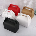 Kraft Treat Gift Paper Cardboard Boxes with Handles and Food-grade Take Out Bag for Party Favor Candy Goodie Picnic Snacks