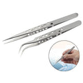 Nine Holes with Holes Non-slip Tweezers Stainless Steel Tweezers Pointed Elbow Tool Set Tweezers 10