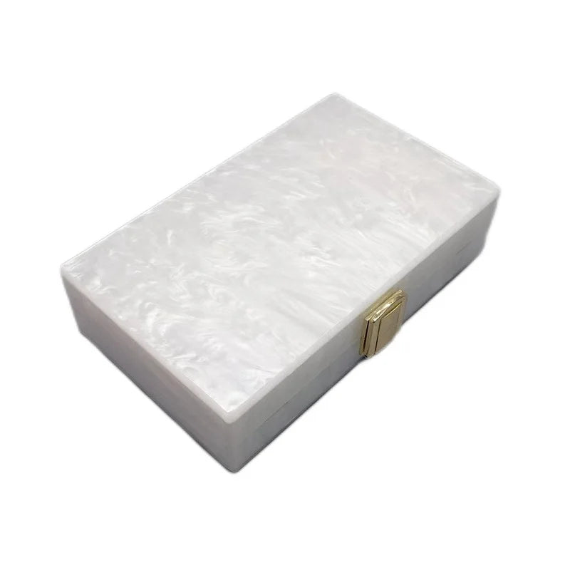 Fashion Women Pearl White Bridal Handbag Acrylic Evening Bag Wedding Clutch Purse for Bridesmaid