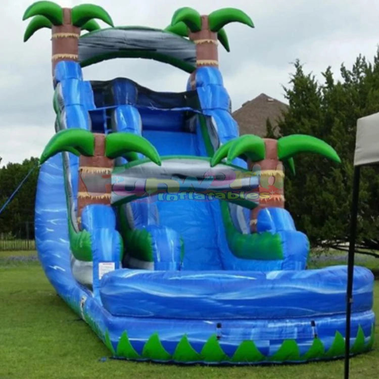 Palm Tree Tropical Waterslide Tree Backyard Bounce House Commercial Inflatable Water Slide for Party Business