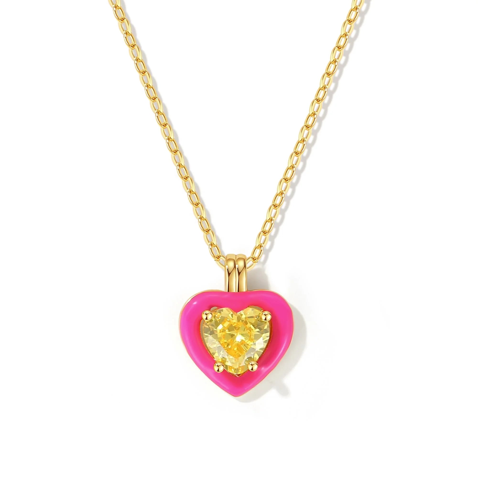 Nagosa Colorful Jewelry Wholesale 18k Gold Vermeil 925 Sterling Silver Zirconia Heart Enamel Necklace for Women