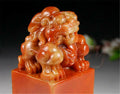 Chinese Traditional Shoushan Ancient Beast Carving Seal Sculpture Name Stone Jade DIY Stamps Seal Craft