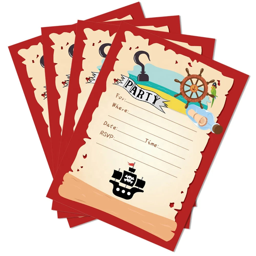 Huancai Pirate Birthday Party Invitation Cards 5*7 Inch Double Side Printing Custom