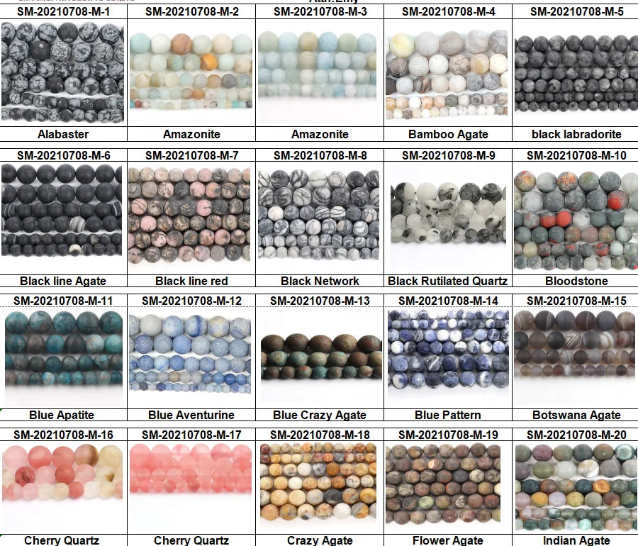 Natural Stone Beads All Kinds of 4mm 6mm 8mm 10mm 12mm Matte Gemstone Crystal Quartz Loose Beads