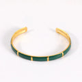Custom New Fashion Enamel Design Ladies 18K Gold Plated Bangles Stainless Steel Colorful Enamel Cuff Bangle Bracelet