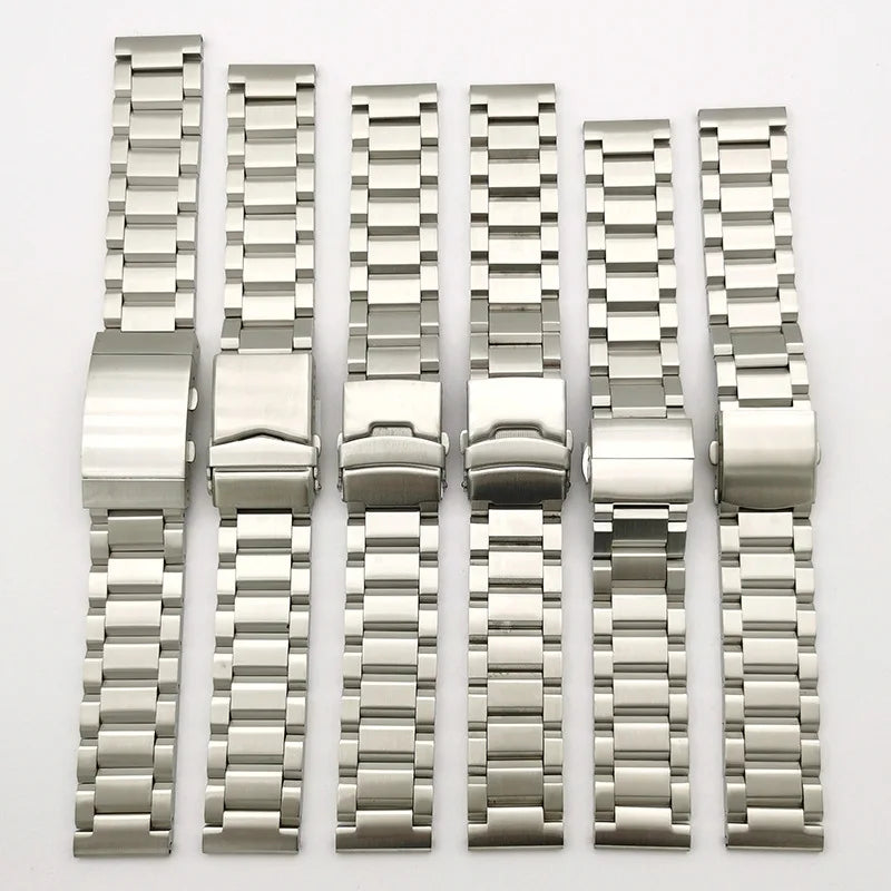 18mm 20mm 22mm 24mm Polished Brushed 316L Stainless Steel Metal Band Black Butterfly Deploy Clasp for Luxury Diver Watch Buckle