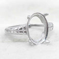Sterling Silver 10*14mm Semi Mount Ring Empty Frame Blank Support Claws Setting S925 Base Holder Without Center Stone for Inlay
