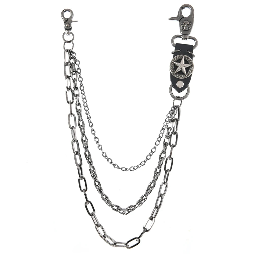 New Design Men's Metal Star Punk Rock Personality Trouser Chain Wallet Dress Decoration Chain for Party Gift Body Accessory