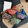 New Design Unisex Outdoor Waist Bag Flowers Single Shoulder Crossbody Bag Nylon Waterproof Chest Phone Bag