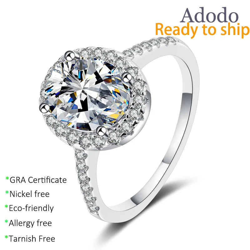 9 Hot Selling 925 Sterling Silver Moissanite Engagement Wedding Jewelry Oval Cut 2CT VVS1 GRA Moissanite Fine Rings for Women