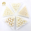 HFOUR Synthetic Lab Created Creamy White Round Loose Pearls 3mm-14mm No Hole for Garment Shoes & Bags Accessories