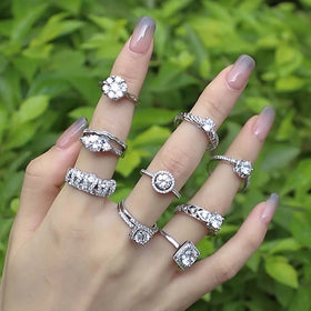 Custom Oem Wholesale Fine Jewelry 925 Sterling Silver Engagement Luxury Cubic Zirconia Wedding Women Lady Couple Ring