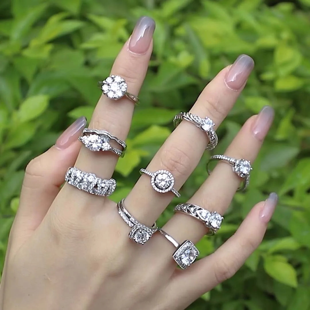 QX Custom Oem Wholesale Fine Jewelry 925 Sterling Silver Engagement Luxury Cubic Zirconia Wedding Women Lady Couple Ring MegaBDM