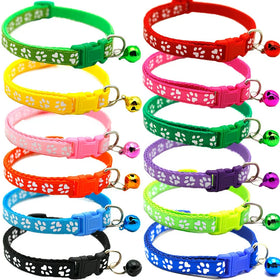 Fashion Cat Collar Adjustable Buckle Footprint Pattern Colorful Cute Bell Pet Cat Collar