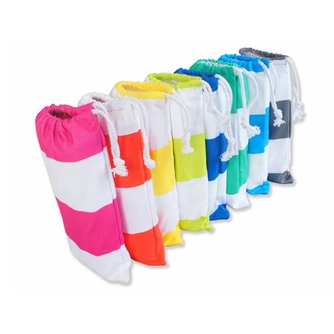 Custom Striped Microfiber Suede Beach Towel with Bag